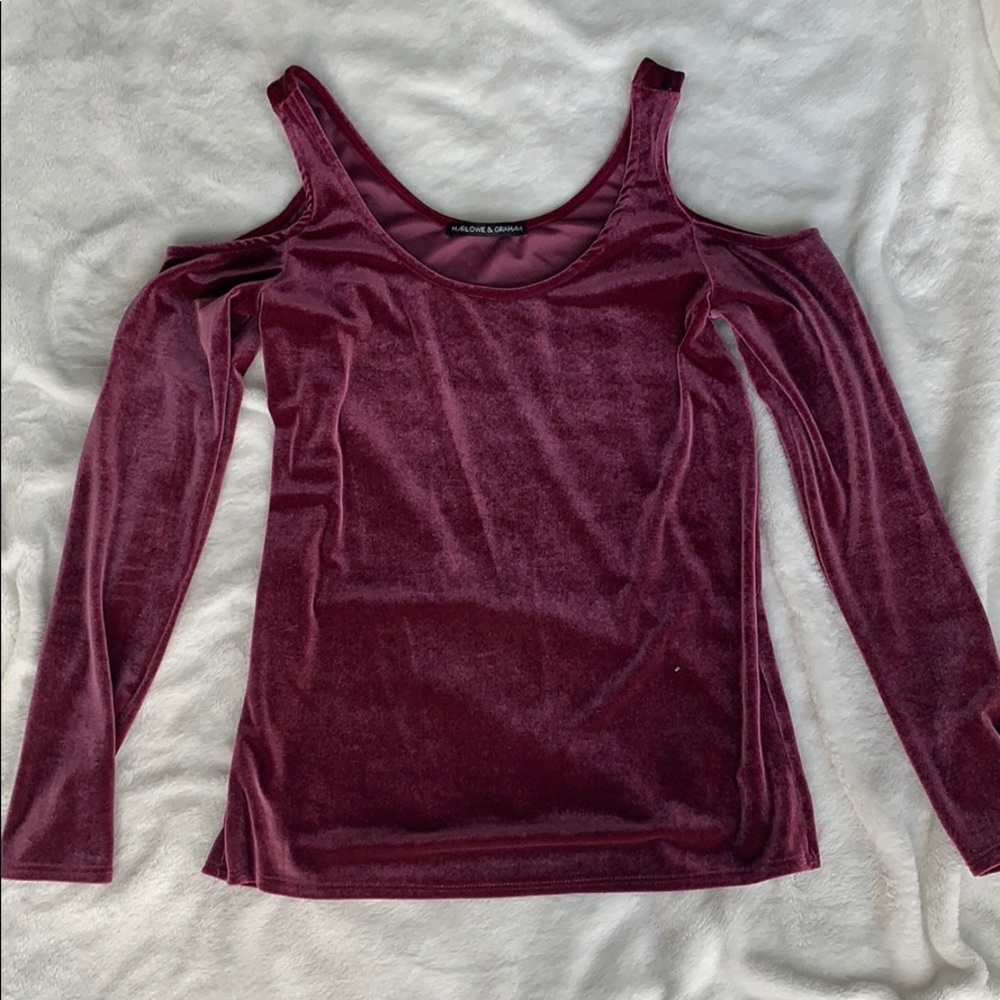 velvet off the shoulder shirt